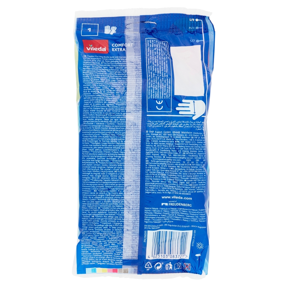 Vileda guanti casalinghi Comfort Extra in lattice, massima protezione e resistenza, taglia L